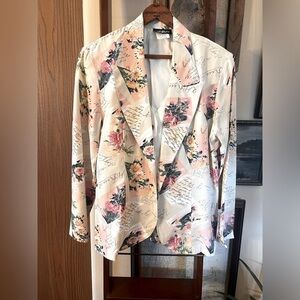 Vintage Hot Stuff Jacket Blazer with Built in Vest Floral Print Size Medium